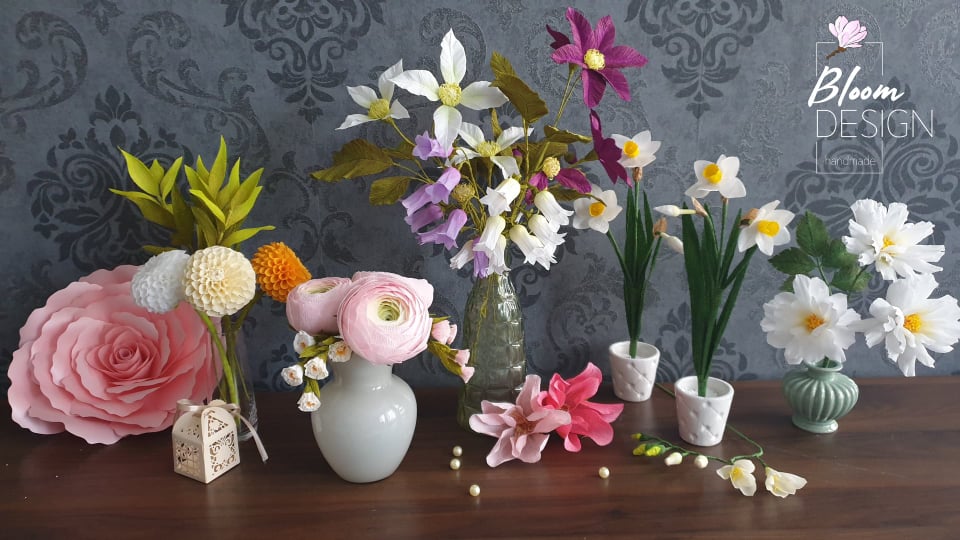 papírvirág dekoráció esküvőre